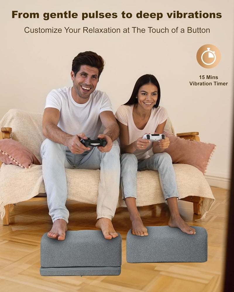 COMFIER مسند قدم تحت المكتب مع تسخين، اهتزاز، 3 ارتفاعات لمسند قدم تحت المكتب لمقعد المكتب، سخان قدم، دافئ للقدم، مسند قدم مدفأ مريح، مسند قدم لمقعد الألعاب، استخدام مكتب الكمبيوتر - Image 5